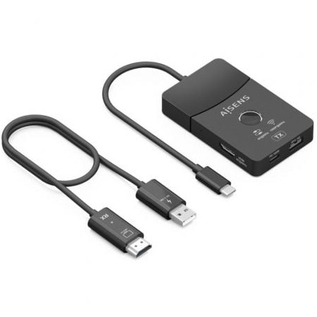 Adaptador/transmisor de vídeo inalámbrico usb tipo-c - hdmi aisens aswl-h2kdc30m05-bk/ 100w