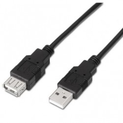 Cable alargador usb 2.0 aisens a101-0016/ usb macho - usb hembra/ hasta 2.5w/ 60mbps/ 1.8m/ negro