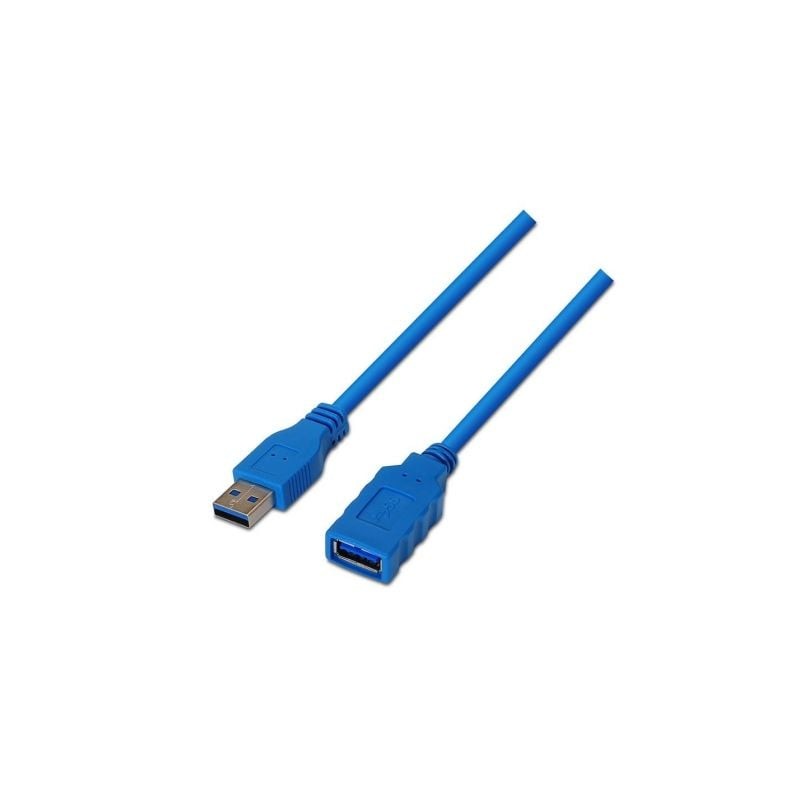 Cable alargador usb 3.0 aisens a105-0046/ usb macho - usb hembra/ hasta 9w/ 625mbps/ 2m/ azul