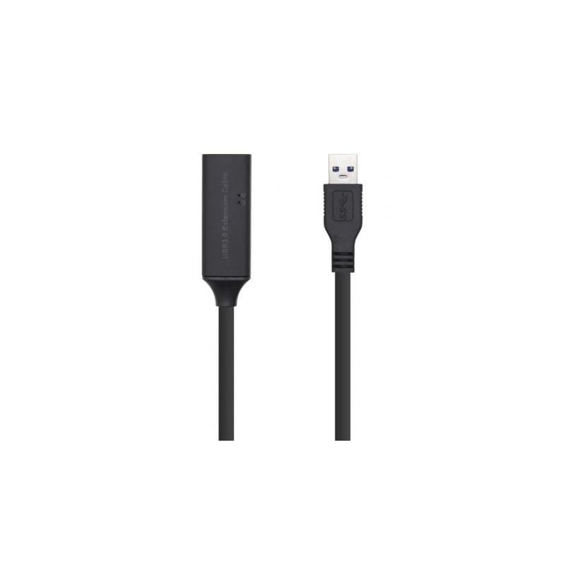 Cable alargador usb 3.0 con amplificador aisens a105-0408/ usb macho - usb hembra/ hasta 9w/ 625mbps/ 10m/ negro