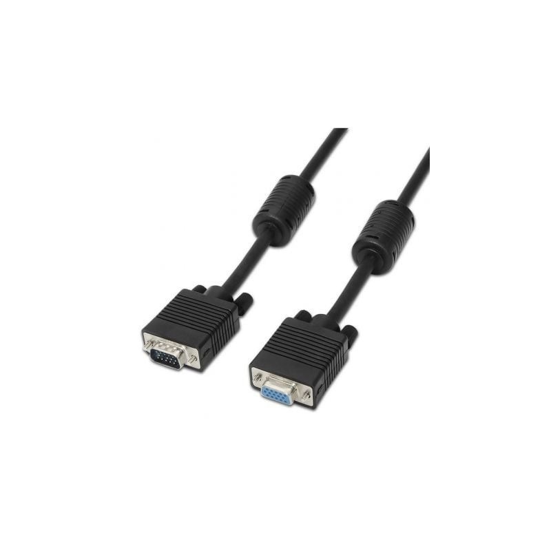 Cable alargador svga aisens a113-0078/ vga macho - vga hembra/ hasta 3w/ 10mbps/ 1.8m/ negro