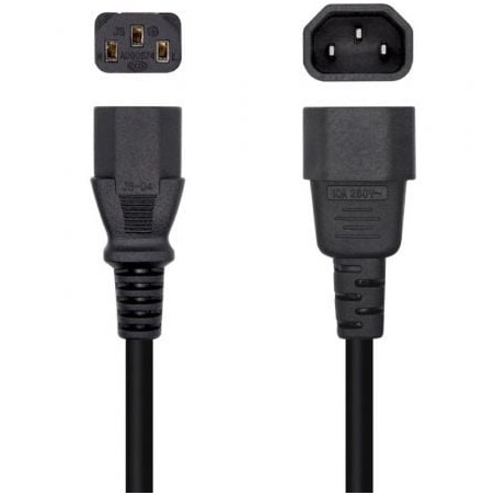 Cable alimentación aisens a132-0466/ c13 hembra - c14 macho/ hasta 1500w/ 3m/ negro