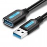 Cable alargador usb 3.0 vention cbhbh/ usb macho - usb hembra/ 5gbps/ 2m/ negro