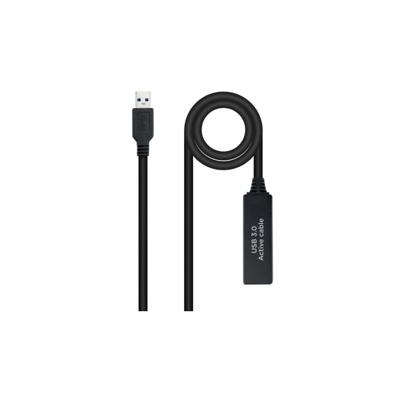 Cable alargador amplificador usb 3.0 nanocable 10.01.0312/ usb macho - usb hembra/ 10m/ negro