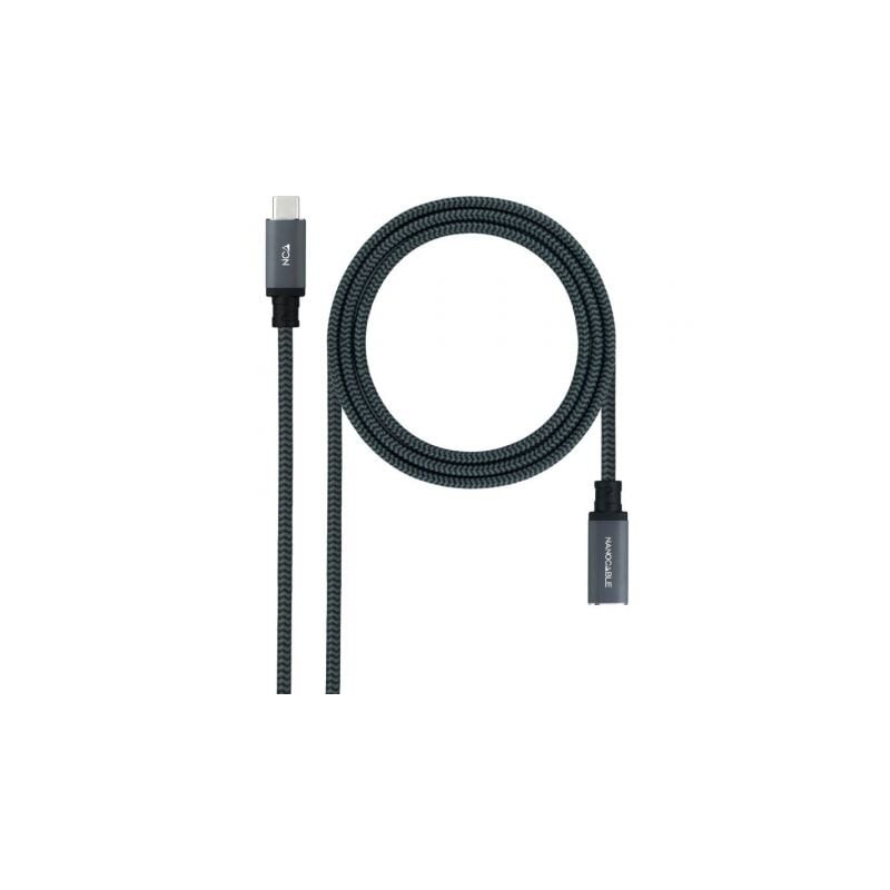 Cable alargador usb tipo-c 3.2 nanocable 10.01.4501-comb/ usb tipo-c macho - usb tipo-c hembra/ 1m/ negro