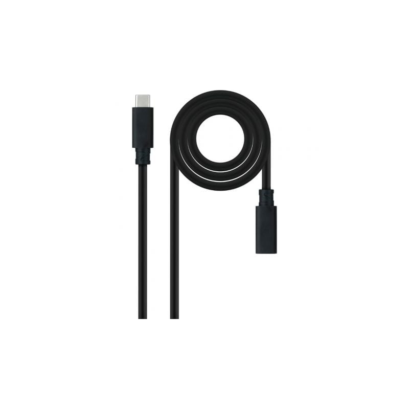 Cable alargador usb tipo-c 3.2 nanocable 10.01.4502/ usb tipo-c macho - usb tipo-c hembra/ 2m/ negro