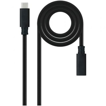 Cable alargador usb tipo-c 3.2 nanocable 10.01.4502/ usb tipo-c macho - usb tipo-c hembra/ 2m/ negro