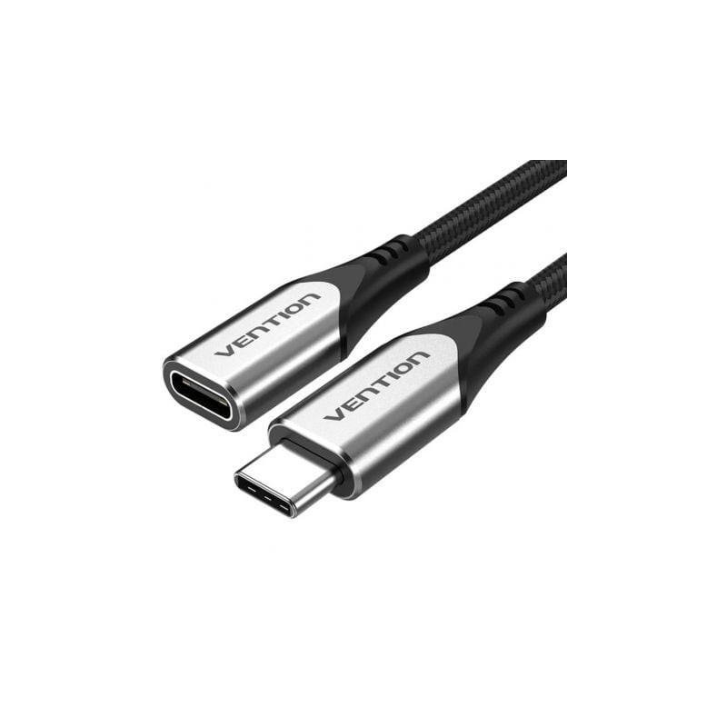 Cable alargador usb 3.1 tipo-c vention tabhf/ usb tipo-c macho - usb tipo-c hembra/ hasta 60w/ 5gbps/ 1m/ gris