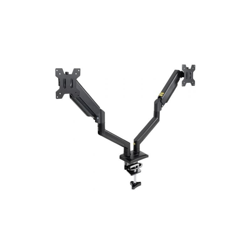 Soporte de mesa para 2 monitores tooq db1434tnr-b/ giratorio/ inclinable/ hasta 10kg