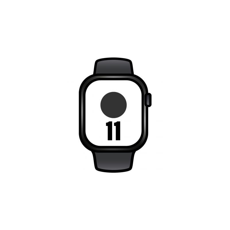 Apple watch series 11/ gps/ 42mm/ negro azabache/ correa deportiva negra (m/l)