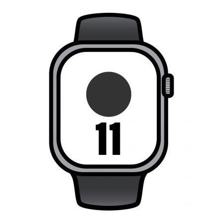 Apple watch series 11/ gps/ cellular/ 42mm/ gris espacial/ correa deportiva negra (s/m)