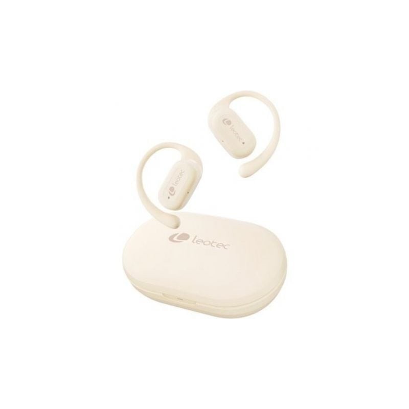 Auriculares deportivos bluetooth leotec open air zenith sport con estuche de carga/ autonomía 6.5h/ beige