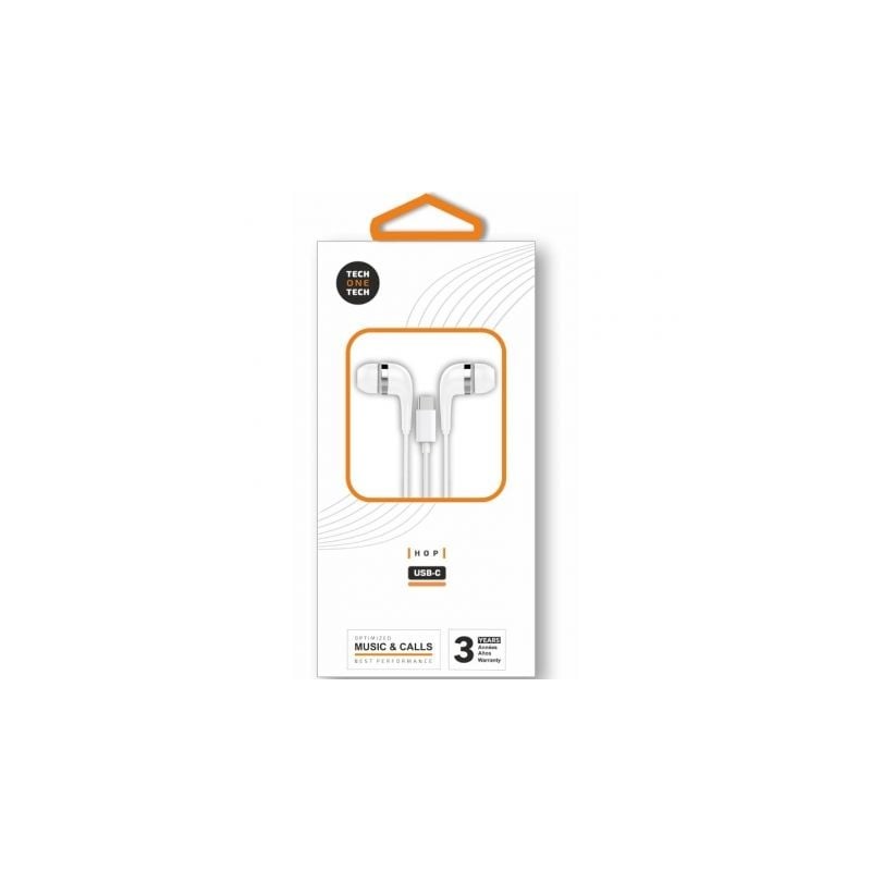 Auriculares intrauditivos tech one tech eartech tec1304/ con micrófono/ usb tipo-c/ blancos