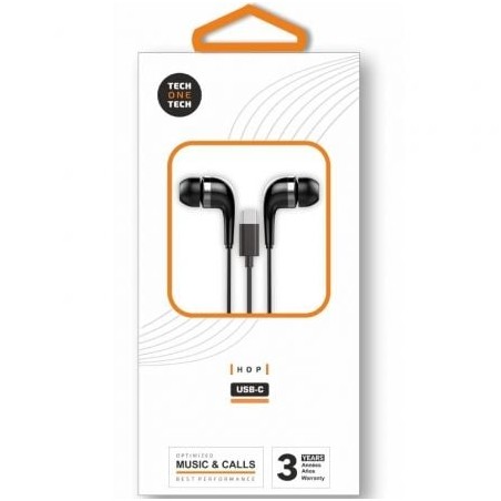 Auriculares intrauditivos tech one tech eartech tec1305/ con micrófono/ usb tipo-c/ negros