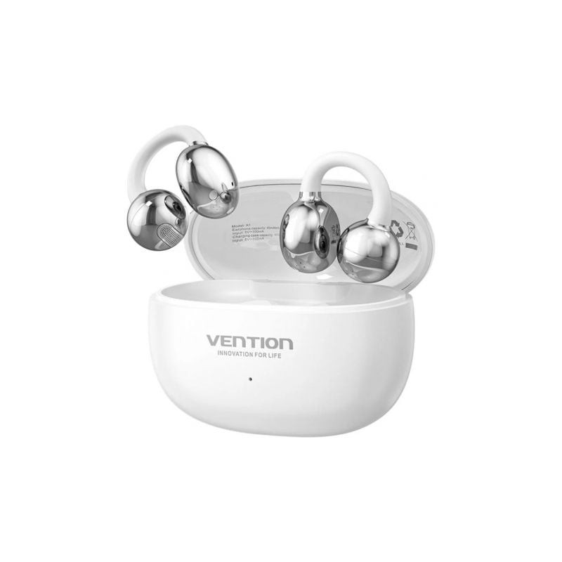 Auriculares bluetooth vention echo clip a11 pro con estuche de carga/ autonomía 6h/ blancos