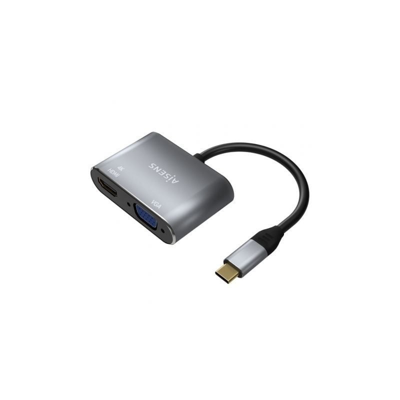 Conversor aisens a109-0627/ hdmi hembra - vga hembra - usb tipo-c macho/ 15cm/ gris