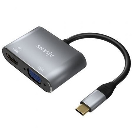 Conversor aisens a109-0627/ hdmi hembra - vga hembra - usb tipo-c macho/ 15cm/ gris