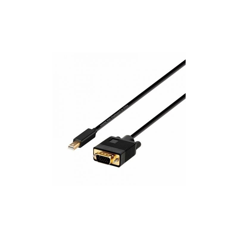 Cable conversor aisens a125-0362/ mini dp macho - vga macho/ 2m/ negro
