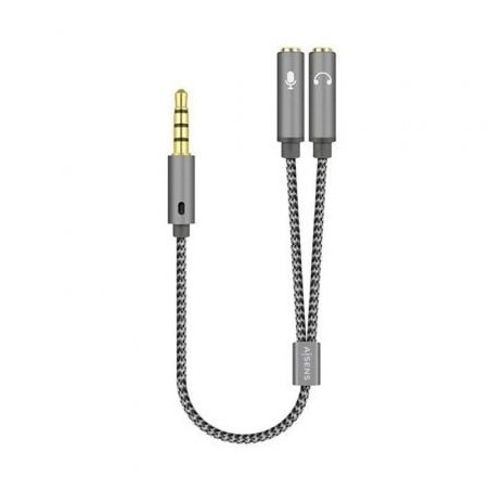 Cable estéreo aisens a128-0415/ jack 3.5 macho - 2x jack 3.5 hembra/ 25cm/ gris