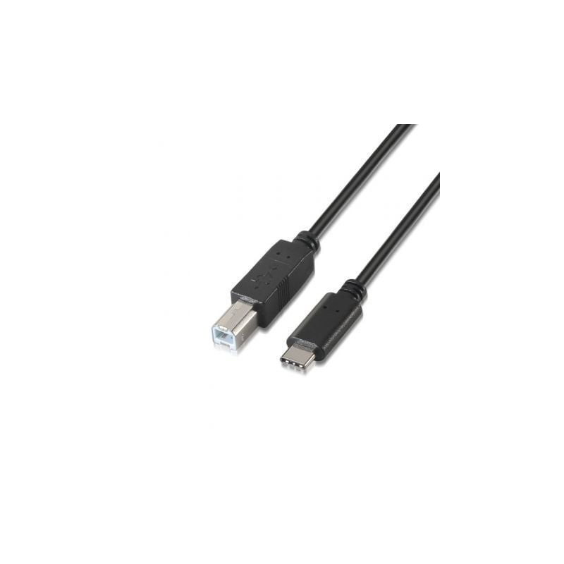 Cable usb 2.0  impresora aisens a107-0054/ usb tipo-c macho - usb tipo-b macho/ 480mbps/ 2m/ negro