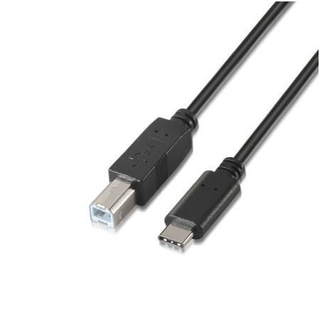 Cable usb 2.0  impresora aisens a107-0054/ usb tipo-c macho - usb tipo-b macho/ 480mbps/ 2m/ negro