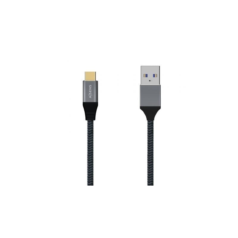 Cable usb 3.1 tipo-c aisens a107-0631/ usb tipo-c macho - usb macho/ hasta 27w/ 1250mbps/ 1m/ gris