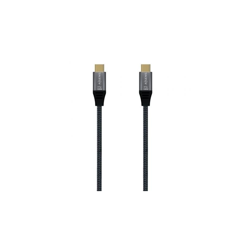 Cable usb 3.2 tipo-c aisens a107-0670 20gbps 100w/ usb tipo-c macho - usb tipo-c macho/ hasta 100w/ 20gbps/ 60cm/ gris