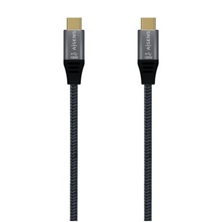 Cable usb 3.2 tipo-c aisens a107-0670 20gbps 100w/ usb tipo-c macho - usb tipo-c macho/ hasta 100w/ 20gbps/ 60cm/ gris