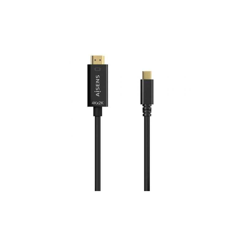 Cable conversor hdmi 4k aisens a109-0623/ usb tipo-c macho - hdmi macho/ hasta 27w/ 1250mbps/ 80cm/ negro