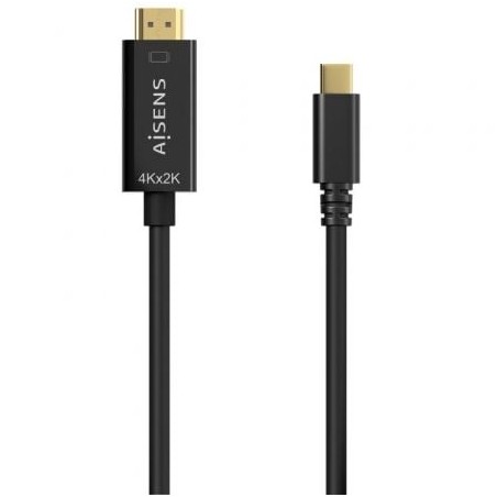 Cable conversor hdmi 4k aisens a109-0623/ usb tipo-c macho - hdmi macho/ hasta 27w/ 1250mbps/ 80cm/ negro