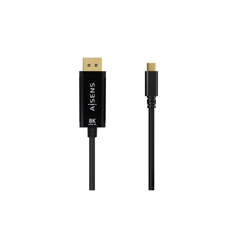 Cable conversor aisens a109-0688/ usb tipo-c macho - displayport macho/ hasta 27w/ 1250mbps/ 80cm/ negro