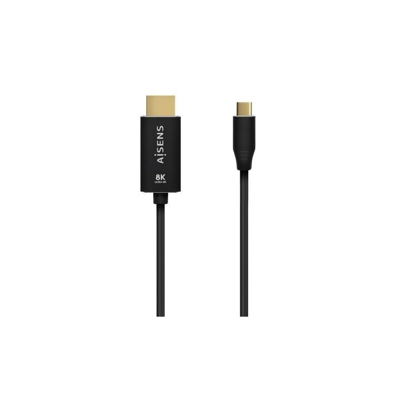 Cable conversor aisens a109-0712/ usb tipo-c macho - hdmi 8k macho/ hasta 27w/ 6000mbps/ 2m/ negro
