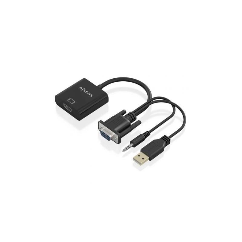 Cable conversor aisens a115-0872 svga macho - usb macho/ jack macho - hdmi hembra/ 20cm/ negro