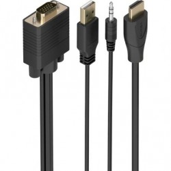 Cable conversor aisens a122-1015 svga macho - usb macho - jack macho/ hdmi macho/ 2m/ negro