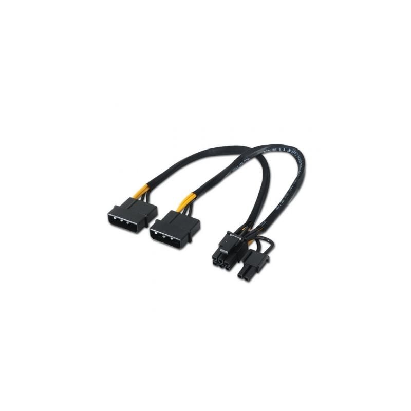 Cable alimentación tarjeta gráfica aisens a131-0165/ 2x molex macho - molex 6+2 pin macho/ hasta 54w/ 20cm