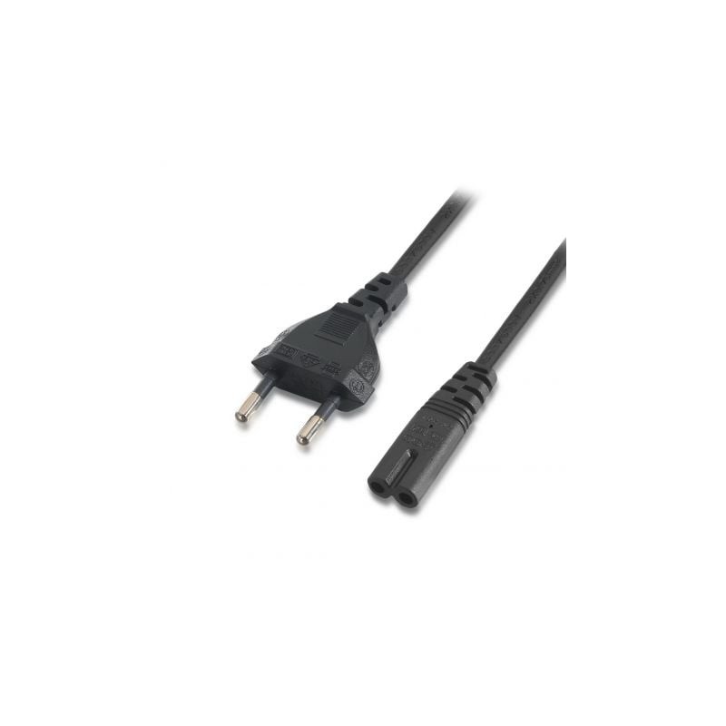 Cable alimentación forma 8 aisens a132-0173/ cee7/16 macho - c7 hembra/ hasta 1500w/ 1.5m/ negro