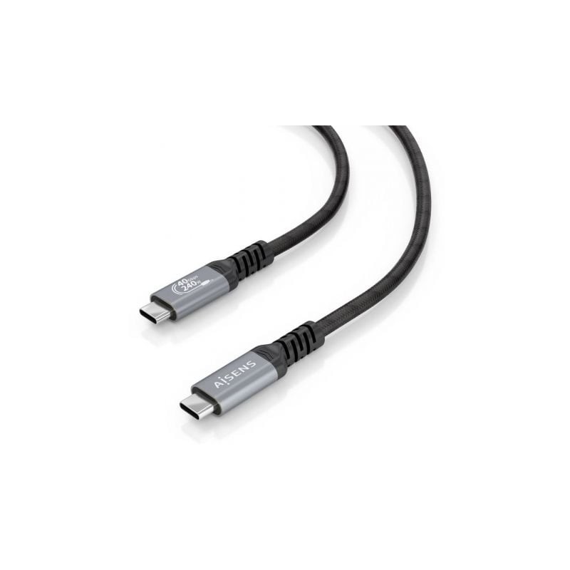 Cable usb 4.0 tipo-c aisens a156-0994/ usb tipo-c macho - usb tipo-c macho/ hasta 240w/ 40gbps/ 1m/ negro