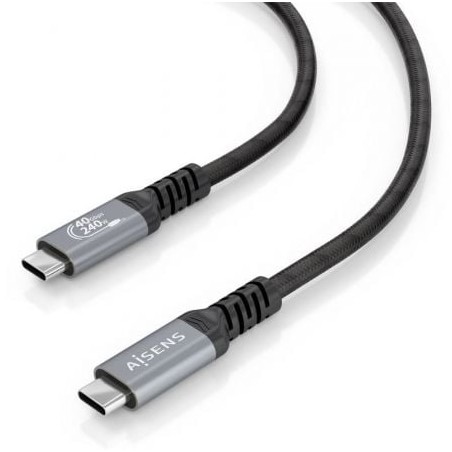 Cable usb 4.0 tipo-c aisens a156-0994/ usb tipo-c macho - usb tipo-c macho/ hasta 240w/ 40gbps/ 1m/ negro
