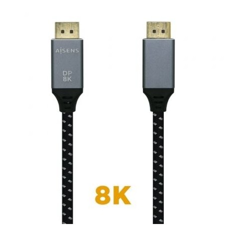 Cable displayport 1.4 8k aisens a149-0436/ displayport macho - displayport macho/ 1.5m/ negro gris