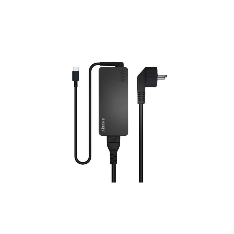 Cargador de portátil aisens asch-1pd65d-bk/ 1xusb tipo-c/ 65w/ automatico/ voltaje 5-20v