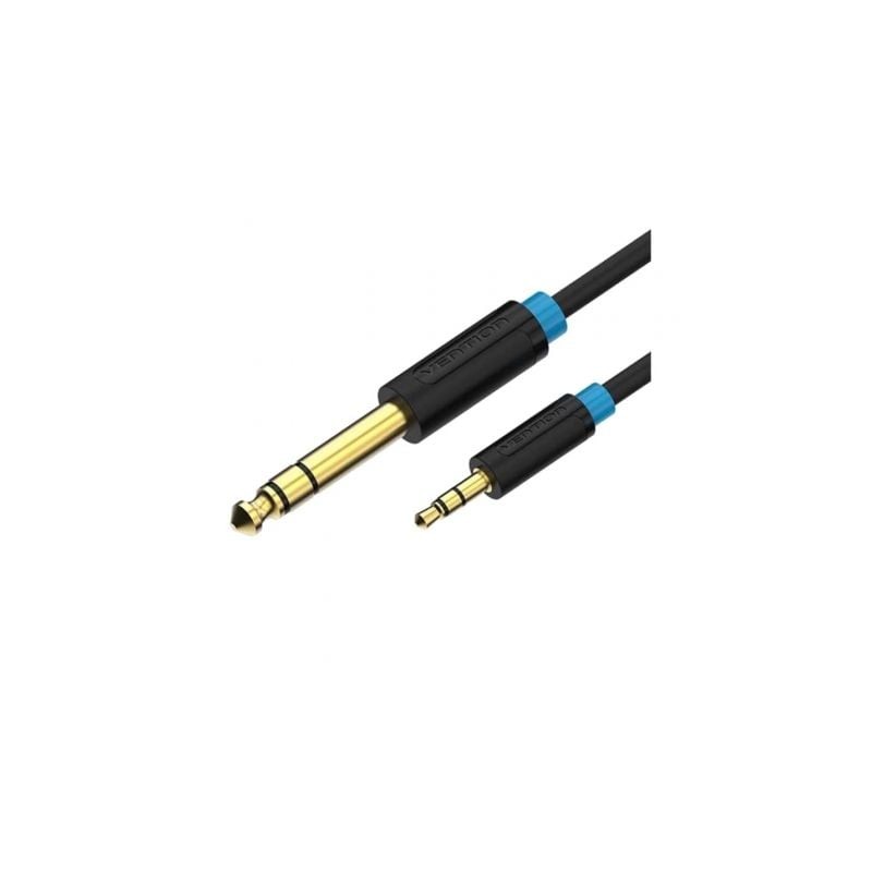 Cable estéreo vention babbh/ jack 6.5 macho - jack 3.5 macho/ 2m/ negro