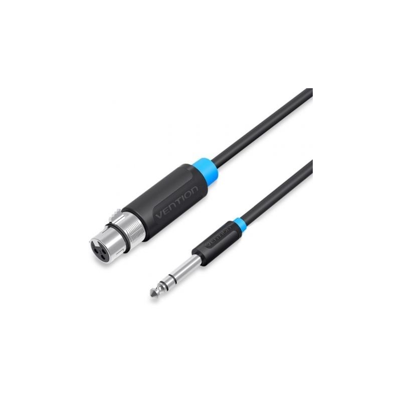 Cable estéreo vention bbebf/ jack 6.5 macho - xlr hembra/ 1m/ negro