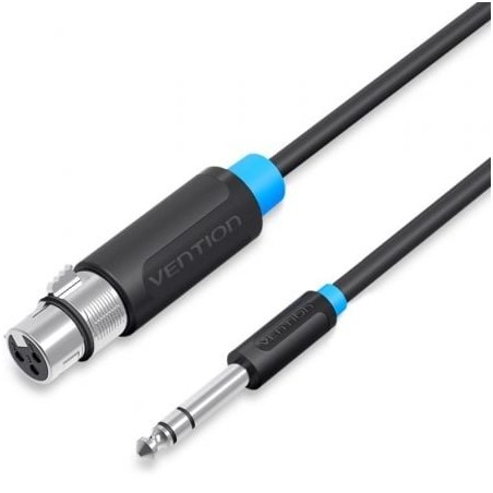 Cable estéreo vention bbebi/ jack 6.5 macho - xlr hembra/ 3m/ negro