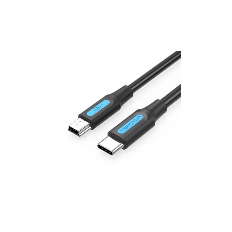 Cable usb 2.0 tipo-c vention cowbd/ usb tipo-c macho - miniusb macho/ 480mbps/ 50cm/ negro