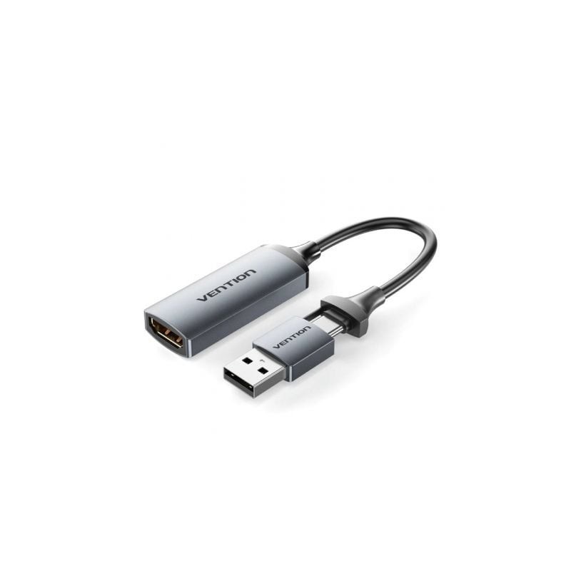 Conversor hdmi 4k 60hz vention acwha/ hdmi hembra / usb macho - usb tipo-c macho/ 480mbps/ 10cm/ negro