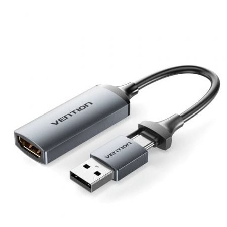 Conversor hdmi 4k 60hz vention acwha/ hdmi hembra / usb macho - usb tipo-c macho/ 480mbps/ 10cm/ negro