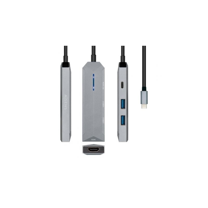 Docking usb tipo-c aisens asuc-4p002-gr/ 1xhdmi 4k/ 2xusb/ 1xusb tipo-c pd/ gris