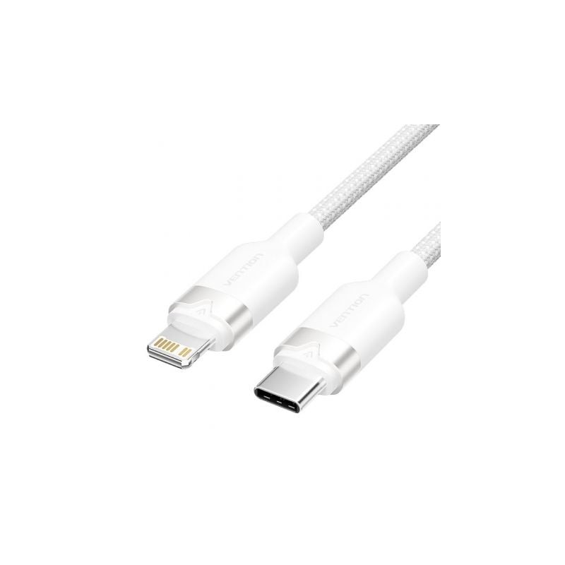 Cable usb tipo-c lightning vention lalwh/ usb tipo-c macho - lightning macho/ 27w/ 480mbps/ 2m/ blanco