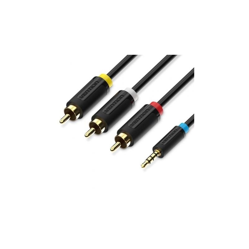 Cable estéreo vention bccbg/ jack 2.5 macho - 3x rca macho/ 1.5m/ negro