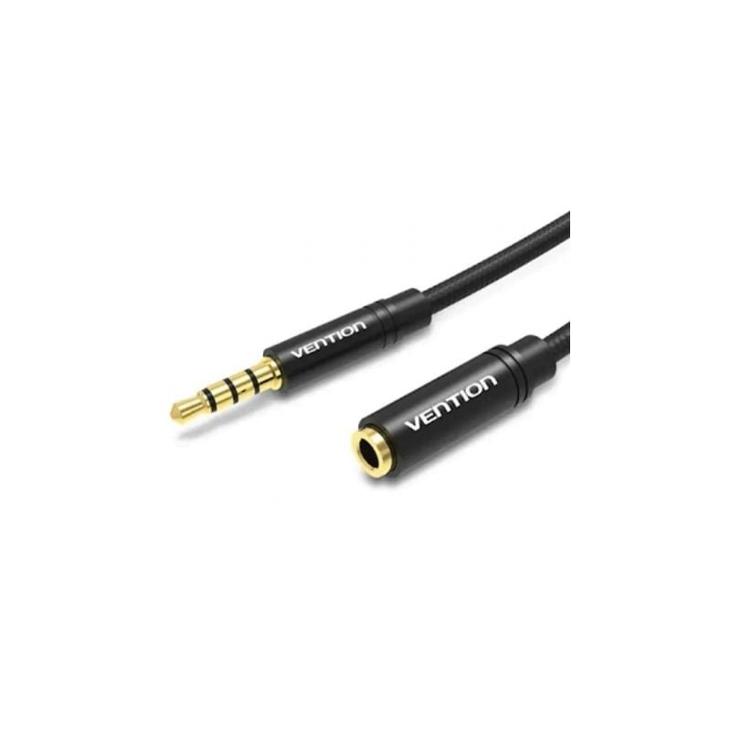Cable estéreo vention bhbbg/ jack 3.5 macho - jack 3.5 hembra/ 1.5m/ negro